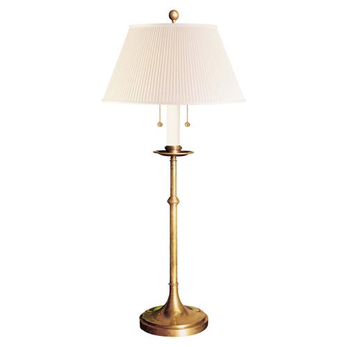 Visual Comfort Dorchester Antique Brass Silk Pleated Shade Table Lamp