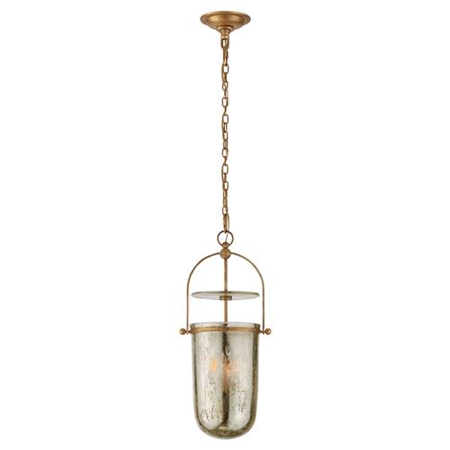 Visual Comfort Lorford French Gilded Iron Mercury Glass Bell Pendant - Tall