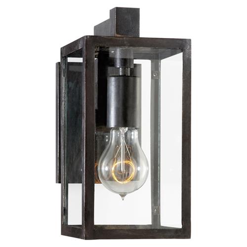 Visual Comfort Fresno Modern Aged Iron Framed Outdoor Sconce - Short
