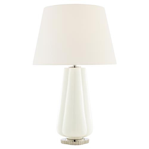 Visual Comfort Penelope Regency White Porcelain Linen Shade Table Lamp