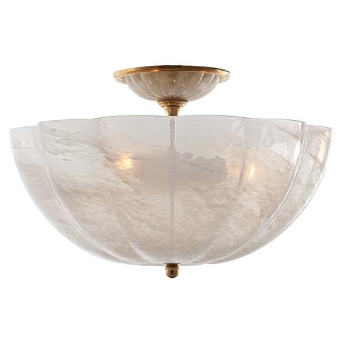 Visual Comfort Rosehill Antique Brass Metal White Glass Flush Mount - Small
