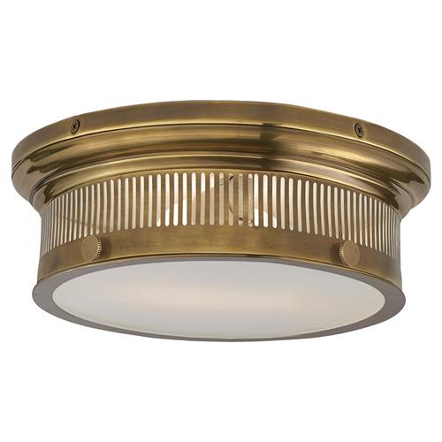 Visual Comfort Alderly Antique Brass White Glass Flush Mount - Small