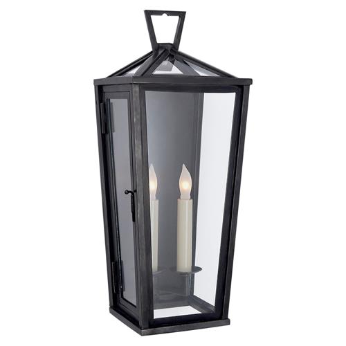 Visual Comfort Darlana Bronze Metal Tall Flush Mount Outdoor Sconce - Small
