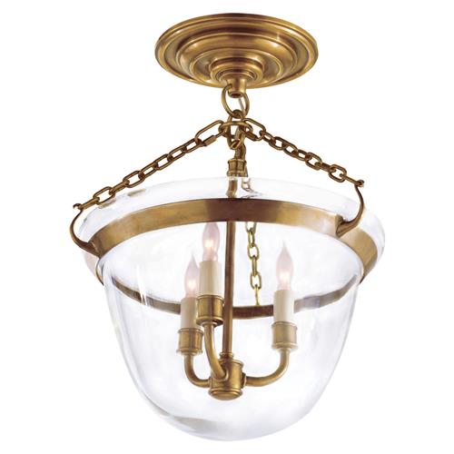 Visual Comfort Country Bell Jar French Antique Burnished Brass Semi Flush Mount