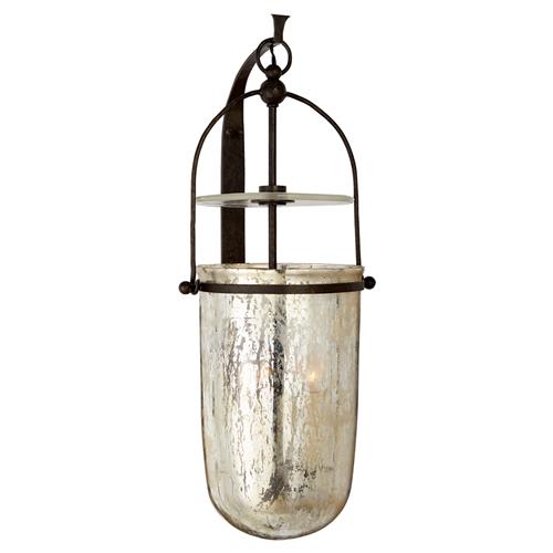 Visual Comfort Lorford French Country Aged Iron Mercury Glass Armed Sconce