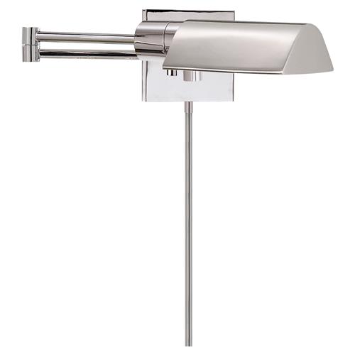 Visual Comfort Studio Modern Polished Nickel Metal Swing Arm Shade Wall Sconce