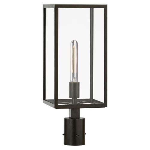 Visual Comfort Fresno Modern Aged Iron Glass Outdoor Post Light
