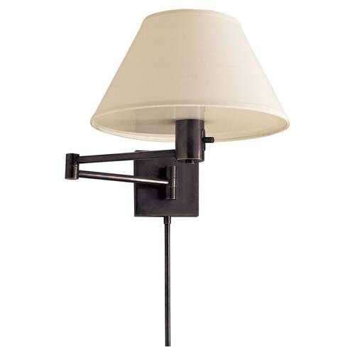 Visual Comfort Classic Modern Bronze Metal Linen Shade Swing Arm Sconce