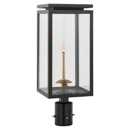 Visual Comfort Fresno Modern Matte Black Metal Glass Outdoor Gas Post Light
