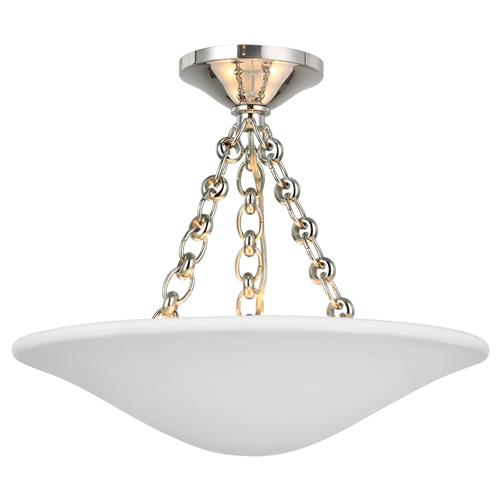 Visual Comfort Mollino Mid Century Nickel Plaster White Semi Flush Mount