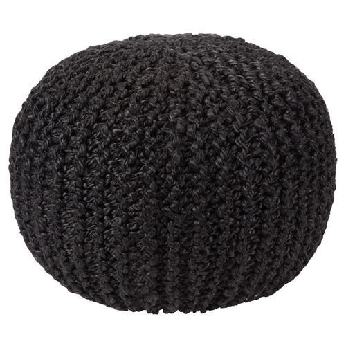 Azene Coastal Beach Black Woven Jute Round Pouf
