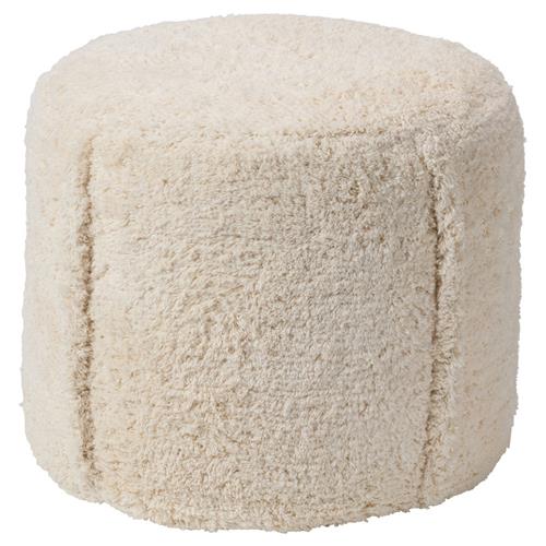 Kore Modern Classic Cream Cotton Round Pouf