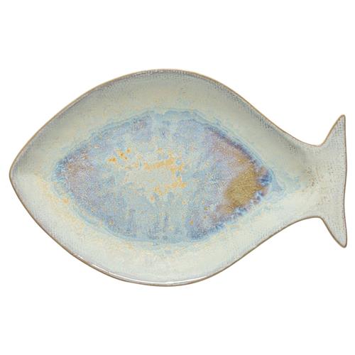 Dori Coastal Beach Beige Stoneware Seabream Serving Platter - 12&#39;&#39;