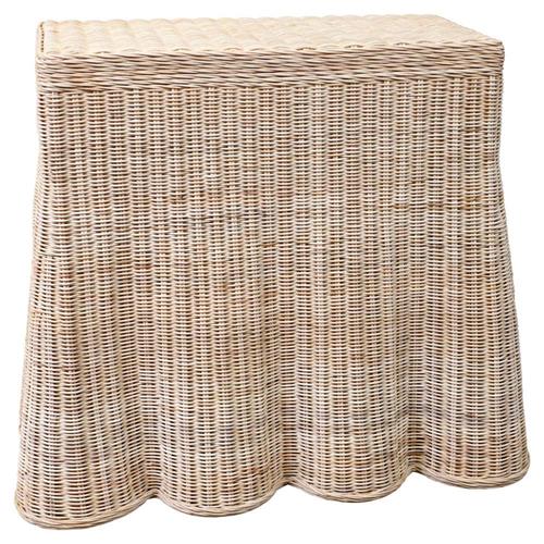Terese Coastal Beach Natural Woven Rattan Rectangular Console - 36&quot;