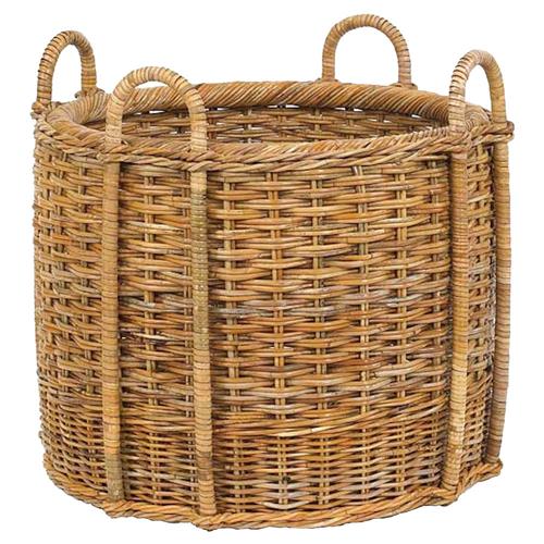 Camilla Coastal Beach Natural Handwoven Rattan Fireplace Floor Basket