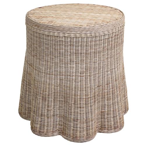 Terese Coastal Beach Natural Handwoven Rattan Round Side Table