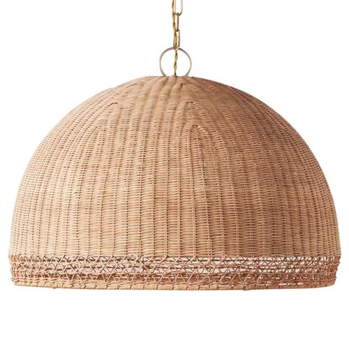 Melanie Mid Century Modern Natural Rattan Pendant - Small