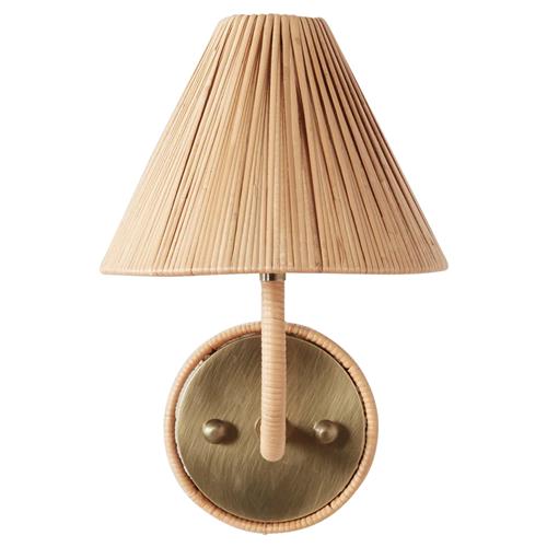 Belle Coastal Beach Natural Rattan Armed Wall Sconce