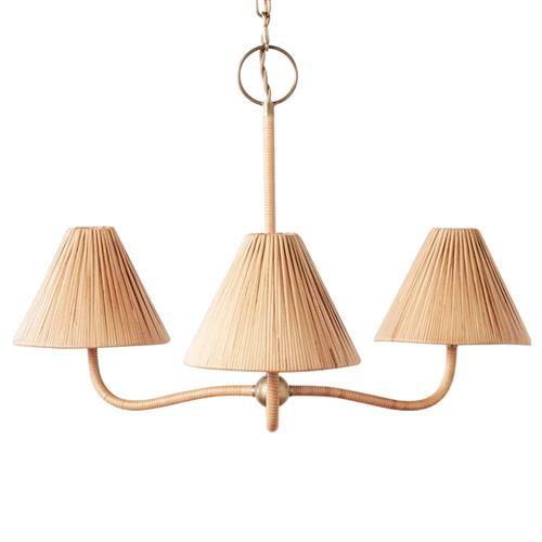 Belle Coastal Beach Natural Rattan Shaded Chandelier