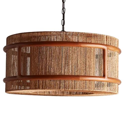 Nolan Coastal Beachwood Frame Natural Jute Chandelier