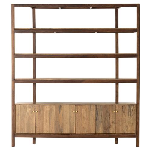 Rissa Modern Classic Dark Brown Acacia Wood Wide Bookcase