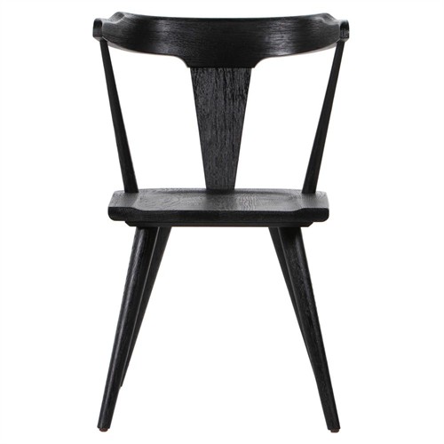 Open Box Antonio Mid Century Modern Black Oak Barrel Back Dining Chair