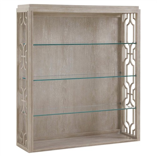 Open Box Octavia Modern Laser Cut Grey Wood Glass Shelves with LED Bookcase
