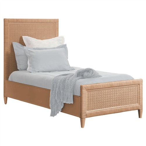 Kalea Coastal Beach Honey Brown Woven Rattan Frame Classic Bed - Twin