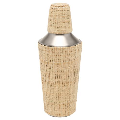 Barth Coastal Beach Natural Raffia Silver Cocktail Shaker