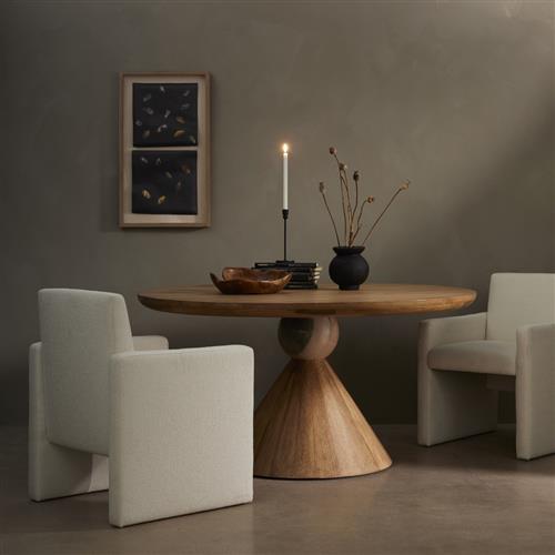 Beccy Rustic Brown Solid Wood Marble Accent Cream Performance Dining Collection