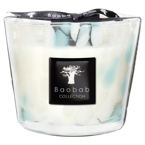 Baobab Collection Sapphire Pearls Coastal White Glass Scented Candle - Small