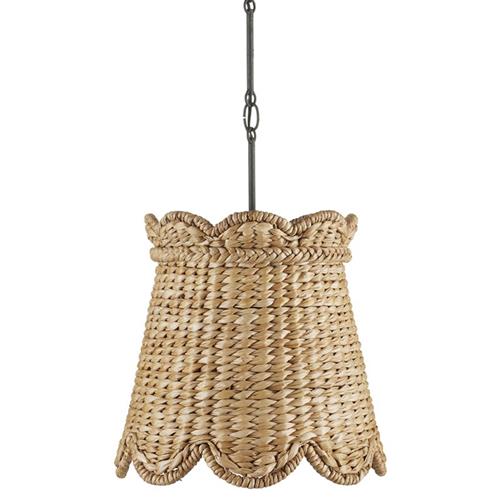 Rowan Coastal Beach Natural Water Hyacinth Woven Shade Pendant - Small