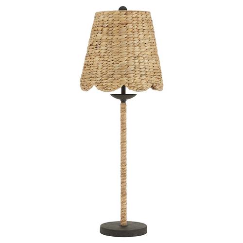 Finn Coastal Beach Natural Water Hyacinth Woven Buffet Table Lamp