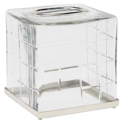 Pigeon and Poodle Argos Modern Textured Glass Nickel Accent Tissue Holder