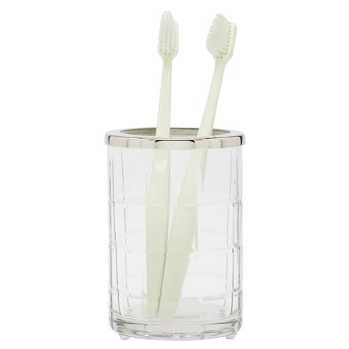 Pigeon and Poodle Argos Modern Textured Glass Nickel Accent Brush Holder