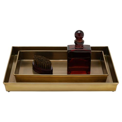 Pigeon and Poodle Hagen Modern Antique Brass Stainless Steel Tray - Set of 2