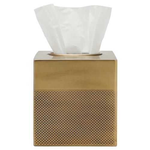 Pigeon and Poodle Hagen Modern Antique Brass Stainless Steel Tissue Box