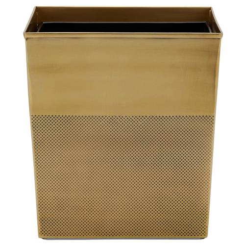 Pigeon and Poodle Hagen Antique Brass Stainless Steel Rectangular Waste Basket