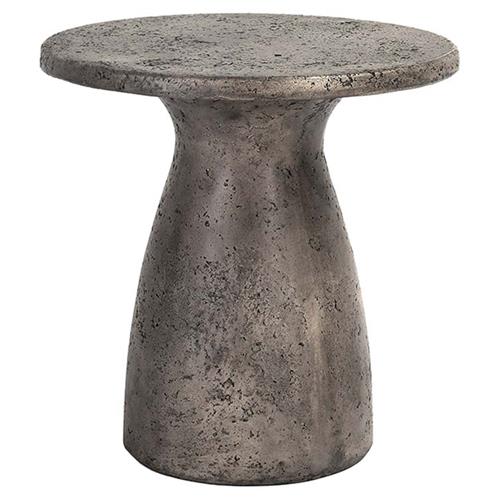 Eduard Industrial Loft Dark Grey Concrete Round Pedestal Outdoor Side Table