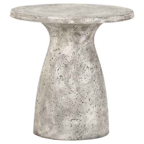 Eduard Industrial Loft Light Grey Concrete Round Pedestal Outdoor Side Table
