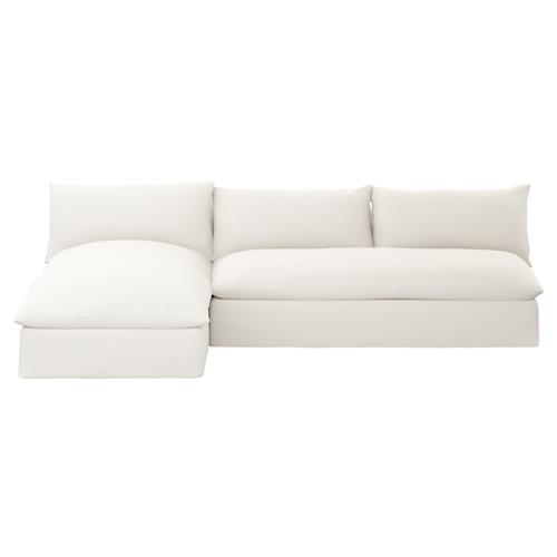 Cee Modern Classic Cream Upholstered 2 Piece Outdoor Sectional - 111&quot;Wx72&quot;D