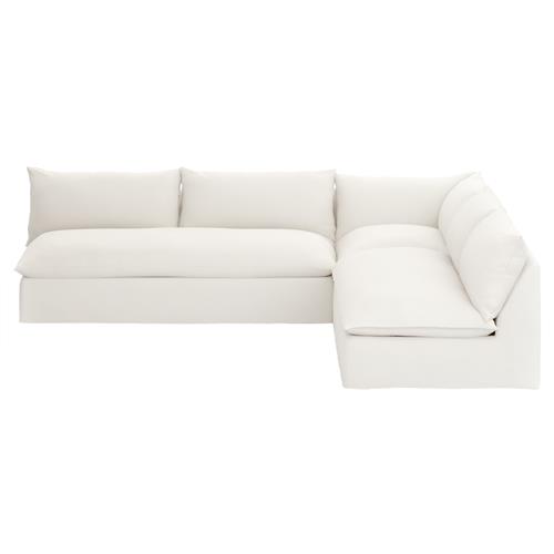 Cee Modern Classic Cream Upholstered 3 Piece Outdoor Sectional - 114&quot;Wx114&quot;D