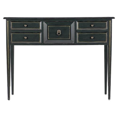 Carter Updated Traditional Distressed Dark Green Wood Console Table