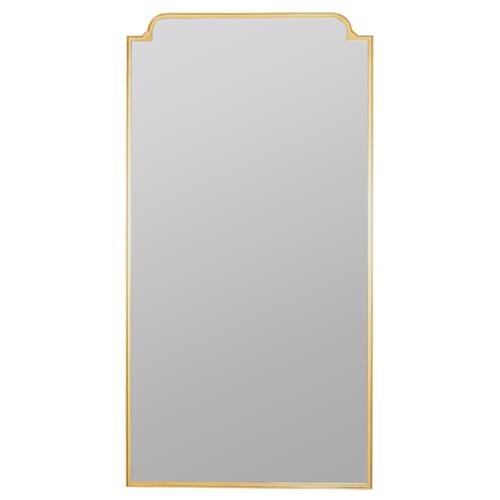 Lucille Hollywood Regency Gold Metal Frame Leaner Floor Mirror