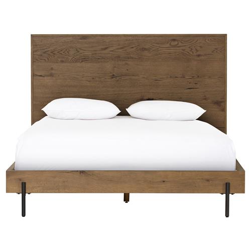 Alina Rustic Lodge Brown Wood Dark Grey Iron Bed - Queen