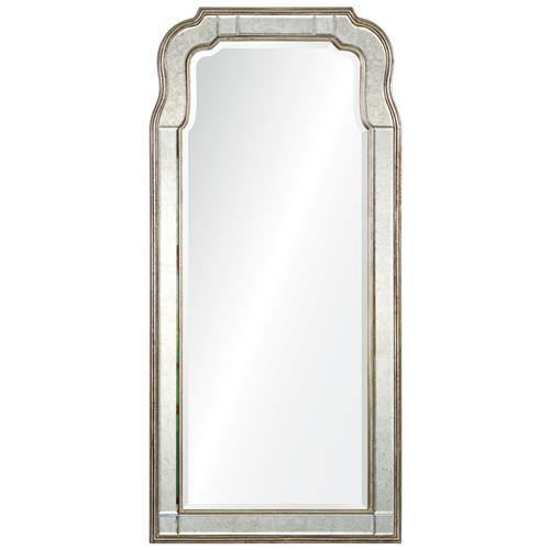 Holiday Hollywood Regency Antique Silver Leaf Frame Arch Wall Mirror