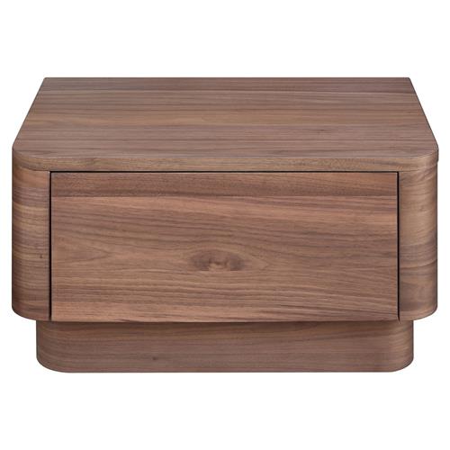 Rex Coastal Beach Brown Walnut Wood 1 Drawer Nightstand