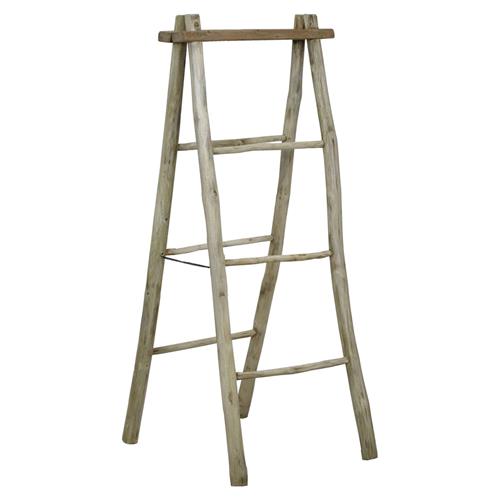 Kelly Coastal Beach Natural Teak Wood Branch Ladder Shelf