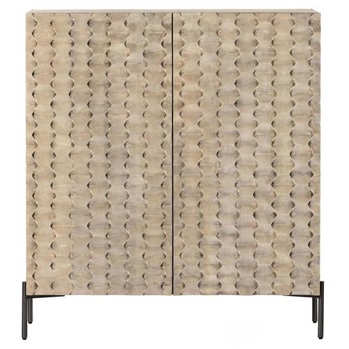 Harrison Global Bazaar Grey Mango Wood Iron Legs Bar Cabinet