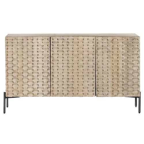 Harrison Global Bazaar Grey Mango Wood 3 Door Iron Media Console - 48&quot;W - Small